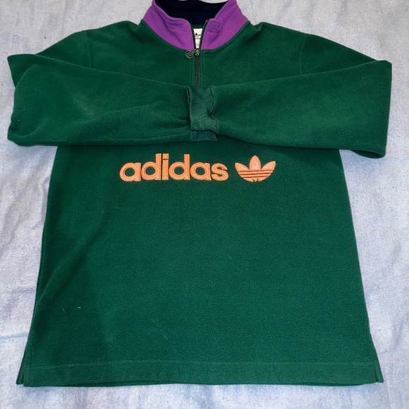 ADIDAS POLAR FLEECE 1/4 ZIP PULLOVER TREFOIL SPELLOUT LOGO - Picture 3 of 6